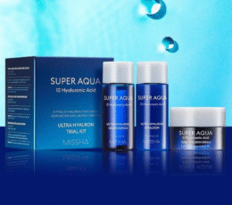 Missha Super Aqua 10 Hyaluronic Acid Ultra Hyalron Set ( Skin Essence 200ml + Emulsion 130ml + 2 sample size ( Each 30ml)