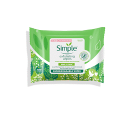 Simple Kind To Skin Biodegradable Exfoliating Face Wipes Pack of 20